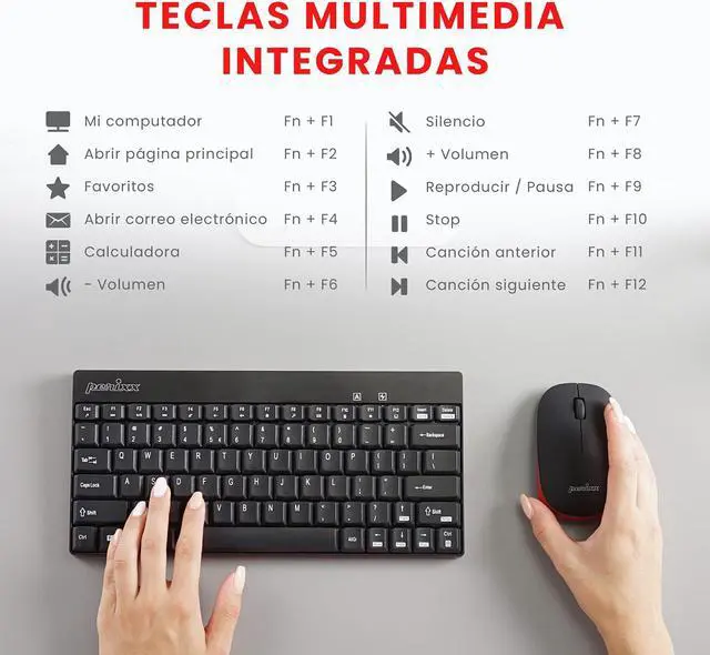 Alt view image 3 of 5 - Perixx PERIDUO-712B ES Wireless Keyboard and Mouse Combo - Black - Español QWERTY