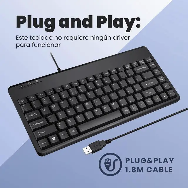 Alt view image 5 of 5 - Perixx PERIBOARD-409U ES - Mini USB Teclado - Negro Brillante - QWERTY Español con Ñ tecla