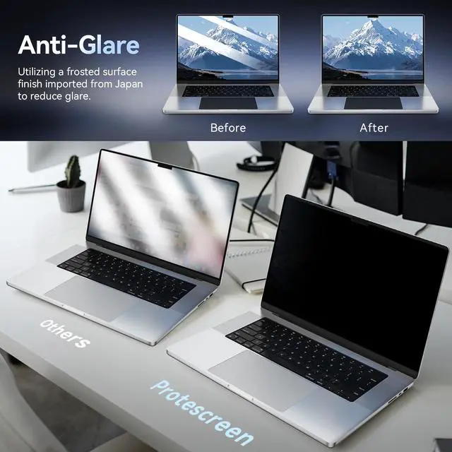 Alt view image 5 of 5 - Magnetic Privacy Screen Protector Compatible With MacBook Pro 14 Inch (2021-2024, M1, M2), Removable Anti Spy Blue Light Glare Shield, Laptop Privacy Filter for Mac Pro 14in (A2918/A2992/A2442/A2779)