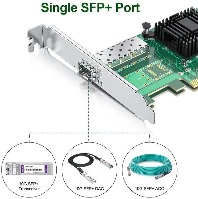 Alt view image 4 of 5 - REDLUX 10GB PCI-e Network Card(NIC) with Intel 82599EN Chip, Single SFP+ Port, Compare to Intel X520-DA1, PCIE 2.0 X8, Support Windows/Windows Server/Linux/Vmware Esxi