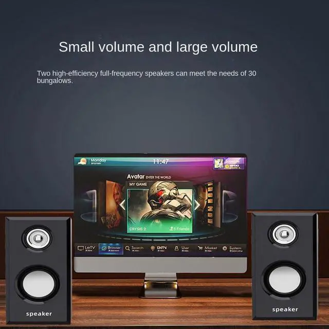 Alt view image 5 of 5 - Aimery Computer Speaker Wooden Speaker Monitor TV PC Laptop Desktop Speakers for Desk Top Wired Speakers Plug in USB Dual Speaker HiFi