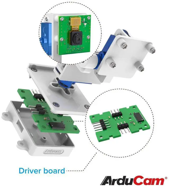 Alt view image 3 of 5 - Arducam Upgraded Camera Pan Tilt Platform Compatible with Raspberry Pi Camera Module 3/V1/V2, Nvidia Jetson Board