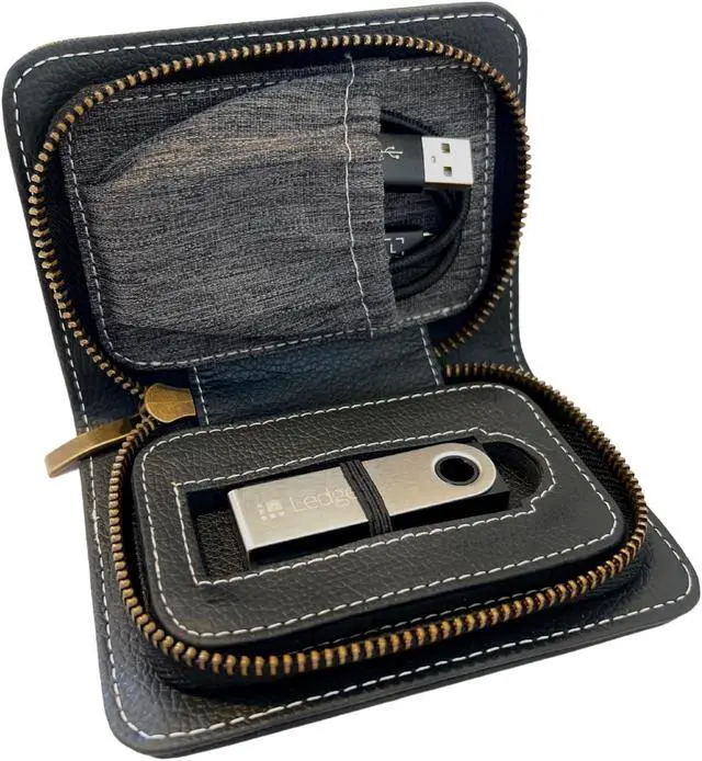 Main image of Soul Technologies Cryptocurrency Hardware Wallet Case  Luxury Crypto Wallet Case Compatible with Ledger Nano X/S Plus  Protective Vegan Leather Hard Case Wallet for Crypto and NFTs (Black Slimline)