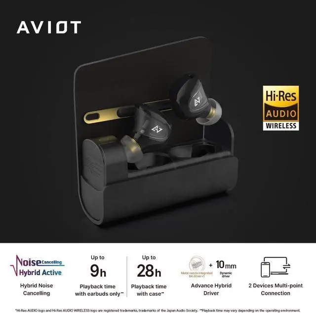 Alt view image 2 of 5 - AVIOT TE-J1 Advanced Hybrid Driver,Hybrid Active Noise Cancelling, High-Resolution Audio, LDAC Support, Equipped with BA Drivers, Multipoint, Up to 28 Hours Playback, IPX4 Waterproof (Navy)