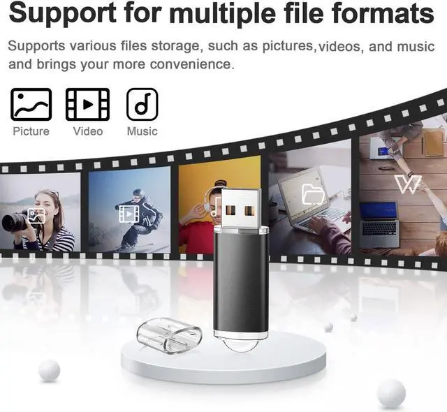 Alt view image 3 of 5 - TOPESEL 10 Pack 8GB USB 2.0 Flash Drive Memory Stick Thumb Drives (5 Mixed Colors: Black Blue Green Red Silver)