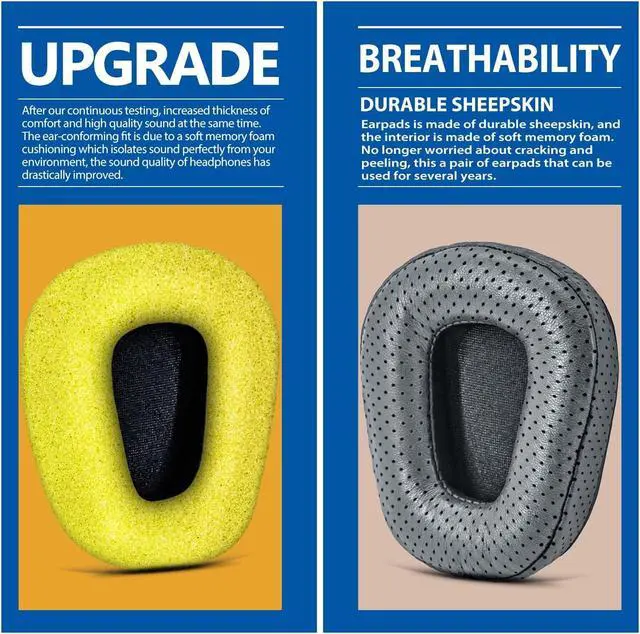 Alt view image 2 of 5 - B450-XT B550-XT Replacement Ear Pads Sheepskin Leather Ear Cushion Compatible with B450-XT B550XT Headset I B450 B550 XT Kit Accessories (Grey)