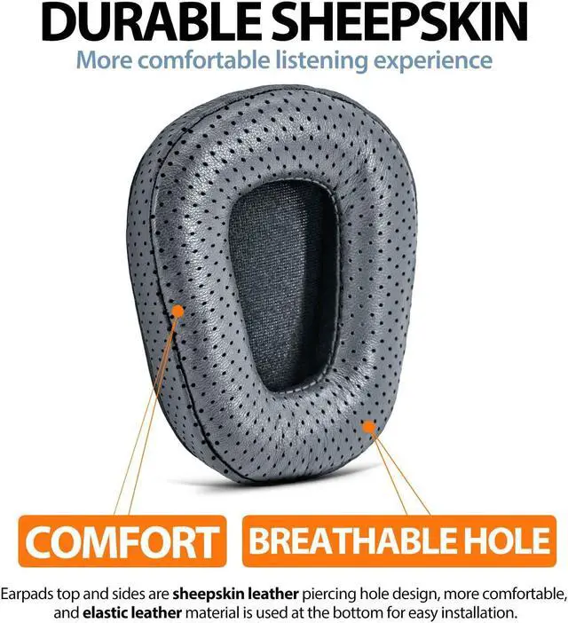 Alt view image 3 of 5 - B450-XT B550-XT Replacement Ear Pads Sheepskin Leather Ear Cushion Compatible with B450-XT B550XT Headset I B450 B550 XT Kit Accessories (Grey)