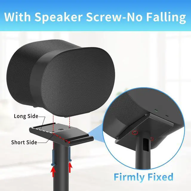 Alt view image 3 of 5 - Heavy-Duty Speaker Stand for Sonos Era 300 Stand Black with Cable Management Floor Speaker Stands for Sonos Era 300 Speaker Stand for Easy and Secure Mounting