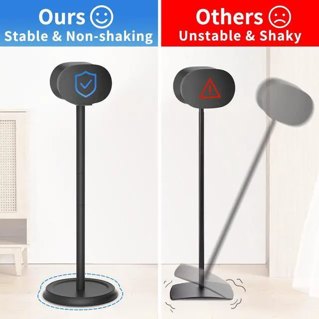 Alt view image 5 of 5 - Heavy-Duty Speaker Stand for Sonos Era 300 Stand Black with Cable Management Floor Speaker Stands for Sonos Era 300 Speaker Stand for Easy and Secure Mounting