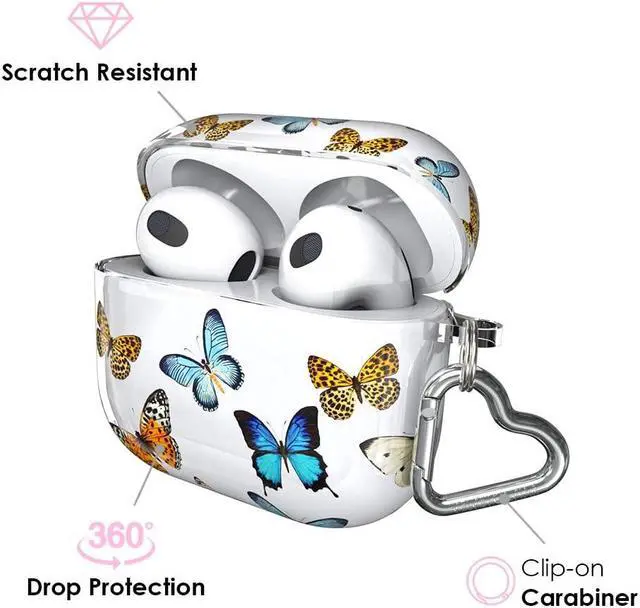 Alt view image 3 of 4 - Velvet Caviar Compatible with AirPods 3rd Generation Case with Keychain - Cute Protective Hard AirPod 3 Cases for Women - Butterfly Dreams