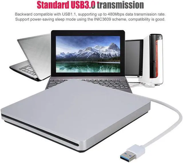 Alt view image 4 of 5 - Wendry USB Ultra Slim External DVD Drive USB 3.0 Data External Slot-Load DVD CD Driver Compatible for System/System