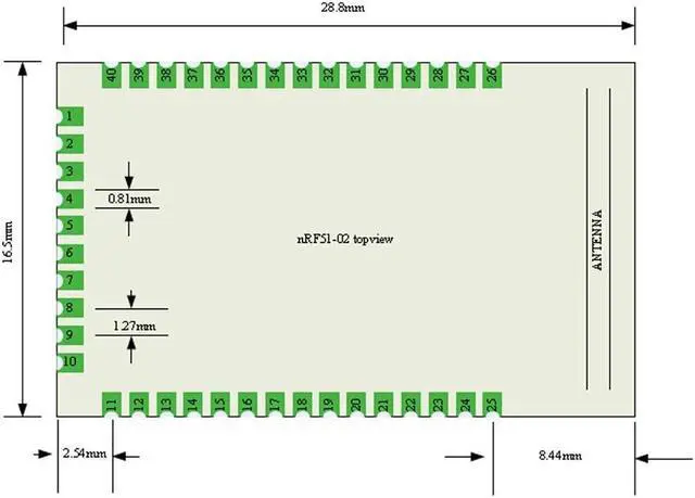 Alt view image 4 of 4 - Nordic 51822 Bluetooth Low Energy Module BLE4.0 Version 16.5 x 28.8 mm with PCB Antenna nRF51822-02 x 5 Pack