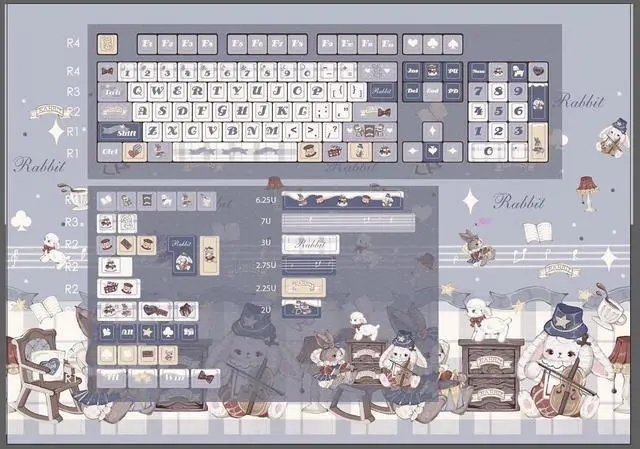 Alt view image 3 of 5 - daixiahu Alice Rabbit Theme Key Cap Set, 141 Cherry MX Switch Mechanical Keyboard Custom Key Cap (Cherry Height)