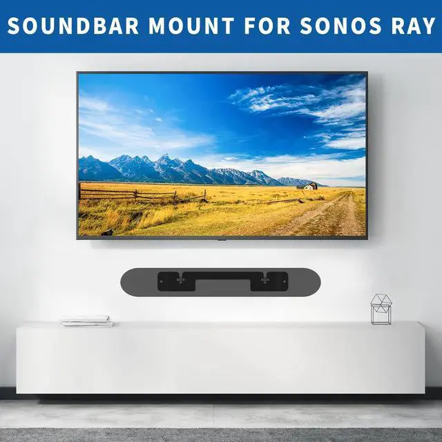 Alt view image 2 of 5 - Yibracki Heavy Duty Soundbar Mount for Sonos Ray Wall Mount - Floating Sound Bar Mounts for Sonos Ray Mount Under TV Mounting Bracket Easy to Install, Black