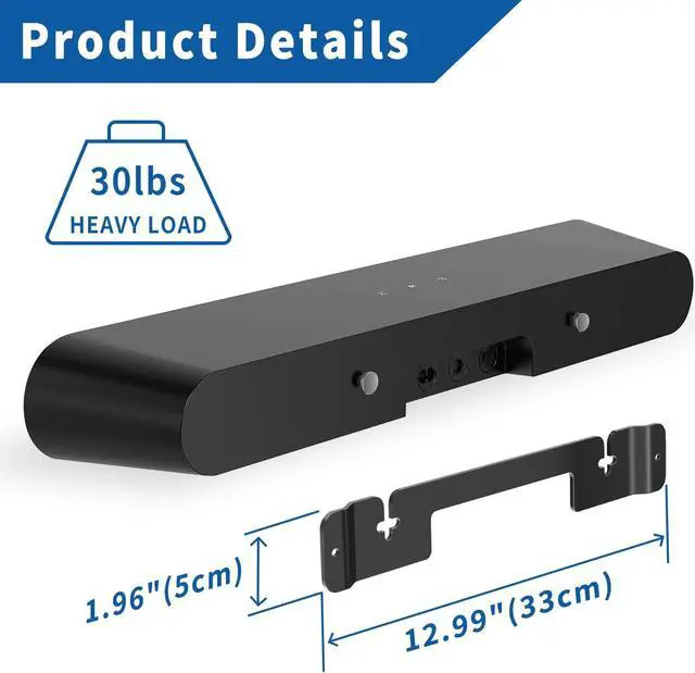Alt view image 5 of 5 - Yibracki Heavy Duty Soundbar Mount for Sonos Ray Wall Mount - Floating Sound Bar Mounts for Sonos Ray Mount Under TV Mounting Bracket Easy to Install, Black