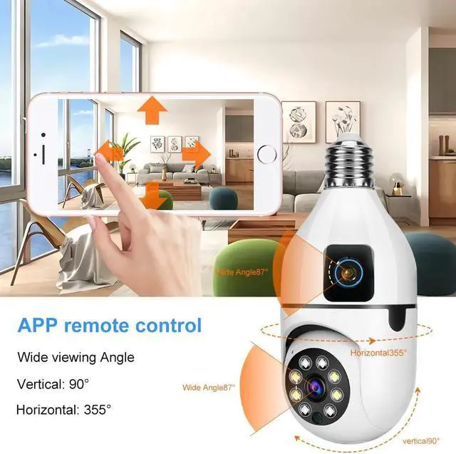 Alt view image 4 of 5 - Yoidesu Light Bulb Camera,Smart Camera for Home Security, Dual Lens 360 Panoramic Monitoring, Auto Tracking Night Vision APP Control 2 Way Talk Ceiling Surveillance Camera