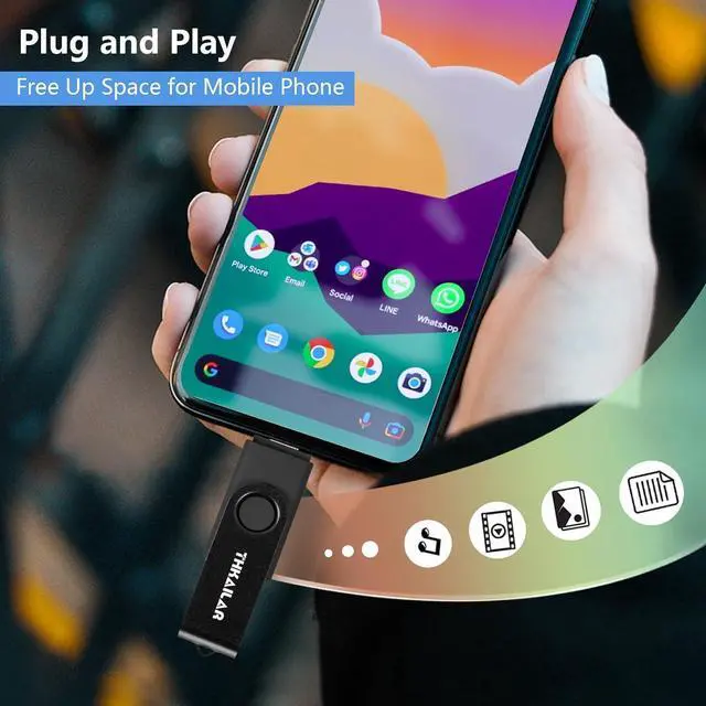 Alt view image 2 of 5 - Thkailar 256GB USB 3.1 Flash Drive-2 in 1 USB C Flash Drive Compatible with Android Phone PC Galaxy Mac Pro Laptops PC High Speed Data Transfer(Black)