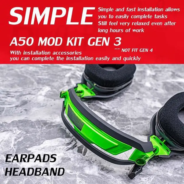 Alt view image 5 of 5 - A50 GEN 3 MOD KIT Velour Ear Pads for Astro A50 GEN 3 Headset I with Headband by DIMOST - NOT FIT GEN 4