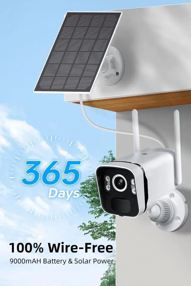 Alt view image 2 of 5 - ZHXINSD 2K Solar Security Cameras Wireless Outdoor WiFi with 10" Monitor, 10CH 4MP Wire-Free Camera System, 6PC Battery Powered Security Cameras for Home Security, Waterproof, Floodlight, 64G Storage