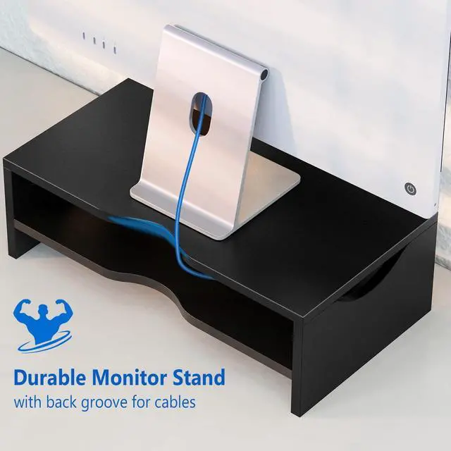 Alt view image 2 of 5 - Zimilar Monitor Stand, 2-Tier Laptop Computer Monitor Stand Riser for PC, iMac, Desktop Wooden Screen Stand with Storage Organizer for Home Office