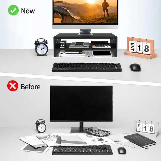 Alt view image 5 of 5 - Zimilar Monitor Stand, 2-Tier Laptop Computer Monitor Stand Riser for PC, iMac, Desktop Wooden Screen Stand with Storage Organizer for Home Office