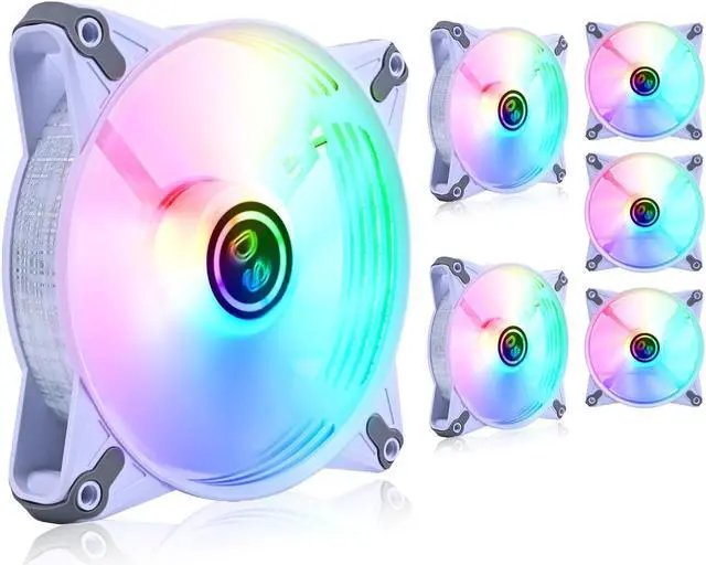 Alt view image 2 of 5 - DS Static RGB LED 120MM White Case Fan for PC Cases, CPU Coolers, Radiators System (6 Pack RGB Fans kit, DK Series)