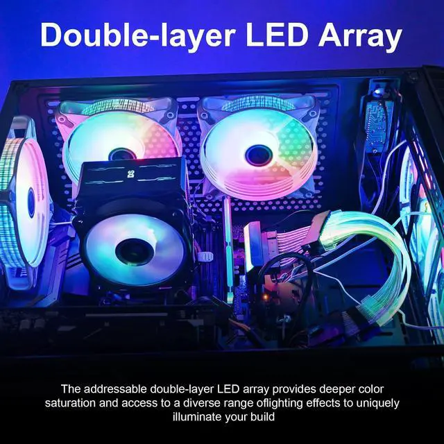 Alt view image 3 of 5 - DS Static RGB LED 120MM White Case Fan for PC Cases, CPU Coolers, Radiators System (6 Pack RGB Fans kit, DK Series)