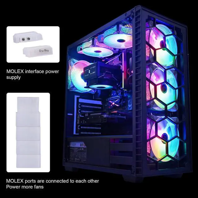 Alt view image 4 of 5 - DS Static RGB LED 120MM White Case Fan for PC Cases, CPU Coolers, Radiators System (6 Pack RGB Fans kit, DK Series)