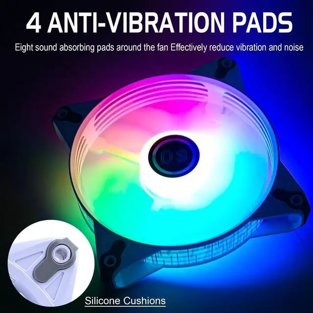 Alt view image 5 of 5 - DS Static RGB LED 120MM White Case Fan for PC Cases, CPU Coolers, Radiators System (6 Pack RGB Fans kit, DK Series)