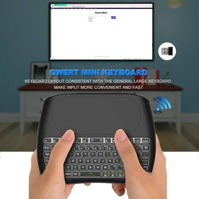 Alt view image 3 of 5 - D8 Rechargeable Wireless Keyboard with Touchpad, 2.4G WiFi/BT4.2 Dual Mode for PC, TV Box, iOS, Android, Windows, Mac OS