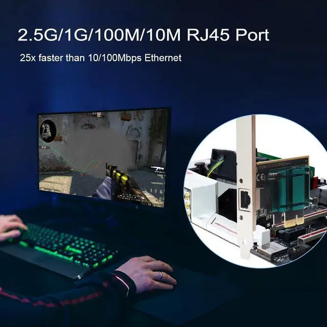 Alt view image 4 of 5 - 2.5GBase-T PCI Express Card 100M/1G/2.5G PCIE Network Card Gigabit Ethernet Card for PC Compatible with Windows 11/10/8/7/XP and Mac OS RJ45 Adapter