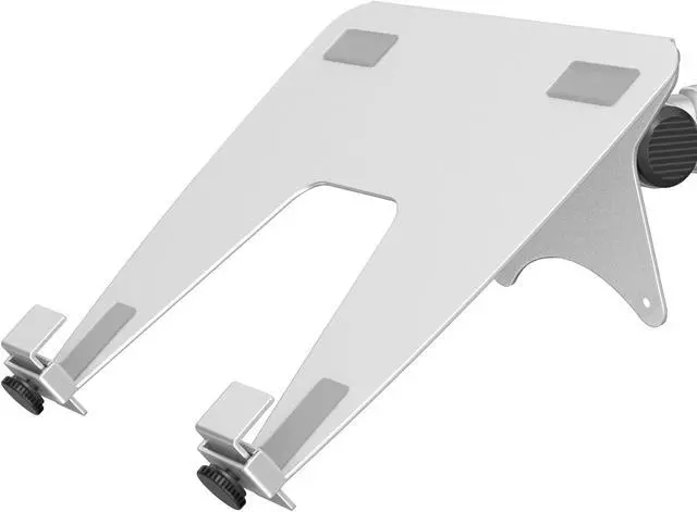 Main image of ergounion VESA Laptop Tray for Monitor Arm - 100x100mm VESA Mount Laptop Tray - Arm Mount Tray for Laptop, Notebook, and Tablet Screens up to 17.3" - Notebook Tray Office Desk Accessories - Silver