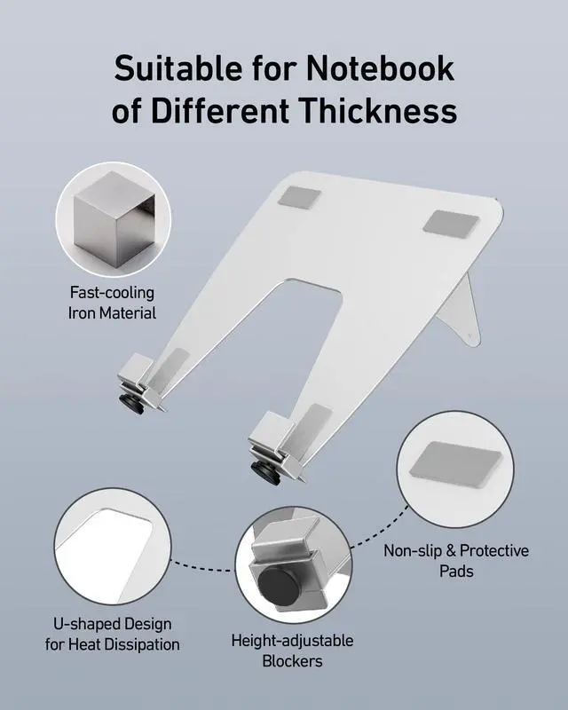 Alt view image 2 of 5 - ergounion VESA Laptop Tray for Monitor Arm - 100x100mm VESA Mount Laptop Tray - Arm Mount Tray for Laptop, Notebook, and Tablet Screens up to 17.3" - Notebook Tray Office Desk Accessories - Silver