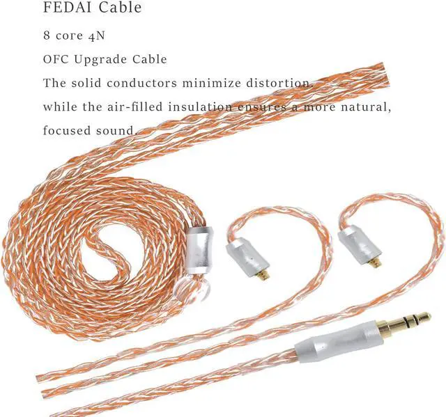Alt view image 2 of 5 - FEDAI 8-core MMCX Earphone Replacement Cable3.5 MM 4 Pole Single Crystal Copper Earphone Cable Stereo Balance Upgrade Cable for SHURE 846 535 215 315 425 HQ 6 DQSMD 2 MAGAOSIK 5 etc.(mmcx 3.5 mm)