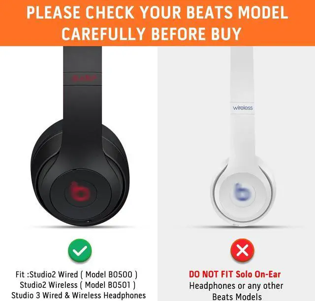 Alt view image 2 of 5 - Replacement Ear Pads for Beats Studio 3, Ear Cushions for Beats Studio 2&Studio 3 Wired & Wireless, Walnut Wood Headphone Stand Headset Holder for Desk,Dual Headphones Stand with Great Stablity