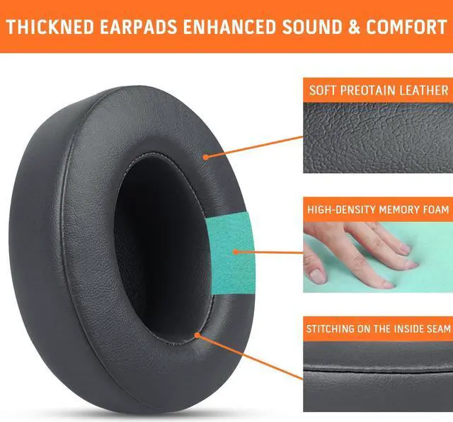 Alt view image 3 of 5 - Replacement Ear Pads for Beats Studio 3, Ear Cushions for Beats Studio 2&Studio 3 Wired & Wireless, Walnut Wood Headphone Stand Headset Holder for Desk,Dual Headphones Stand with Great Stablity