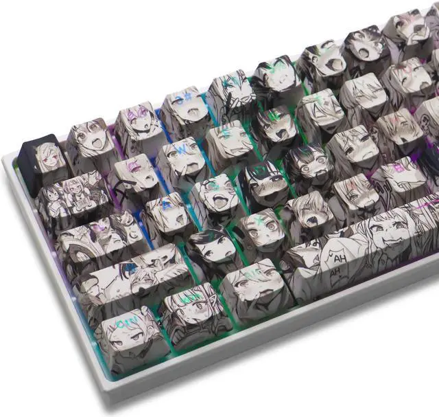 Main image of GMKWTL PBT Anime Keycaps 108 Keys, XVX Japanese Custom Backlit Keycaps, OEM Profile Keycaps for 61/87/104/108 Cherry Gateron MX Switches Mechanical Keyboard (Black Anime)