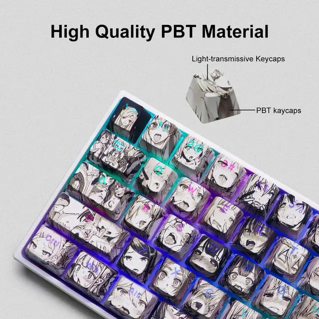 Alt view image 3 of 5 - GMKWTL PBT Anime Keycaps 108 Keys, XVX Japanese Custom Backlit Keycaps, OEM Profile Keycaps for 61/87/104/108 Cherry Gateron MX Switches Mechanical Keyboard (Black Anime)