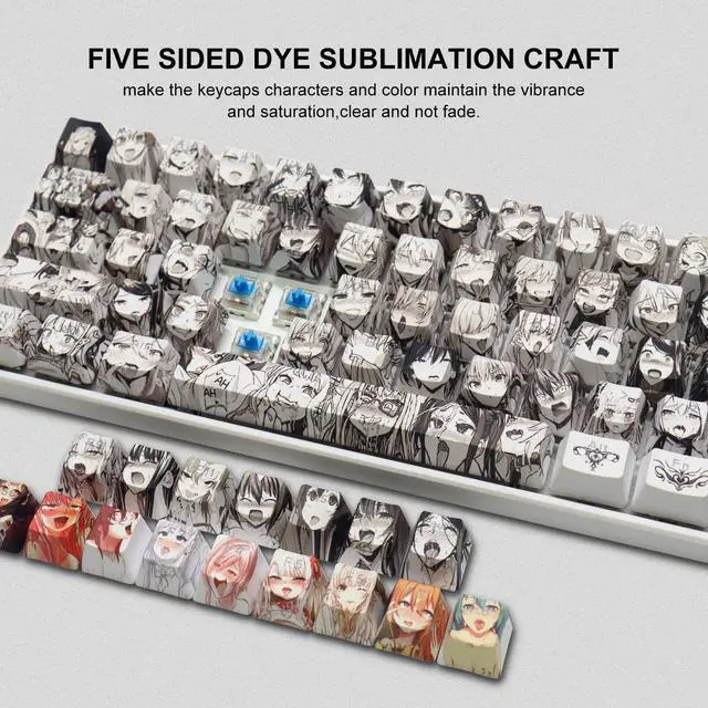 Alt view image 2 of 5 - GMKWTL PBT Anime Keycaps 108 Keys, XVX Japanese Custom Backlit Keycaps, OEM Profile Keycaps for 61/87/104/108 Cherry Gateron MX Switches Mechanical Keyboard (Black Anime)