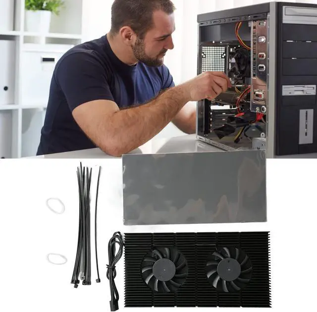 Alt view image 2 of 5 - GOWENIC GPU Backplate Memory Radiator, Aluminum Alloy Heatsink Cooler with 4Pin Cooling Fan and Thermal Pad for Graphics Card RTX3090 3080 3070