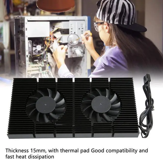 Alt view image 3 of 5 - GOWENIC GPU Backplate Memory Radiator, Aluminum Alloy Heatsink Cooler with 4Pin Cooling Fan and Thermal Pad for Graphics Card RTX3090 3080 3070