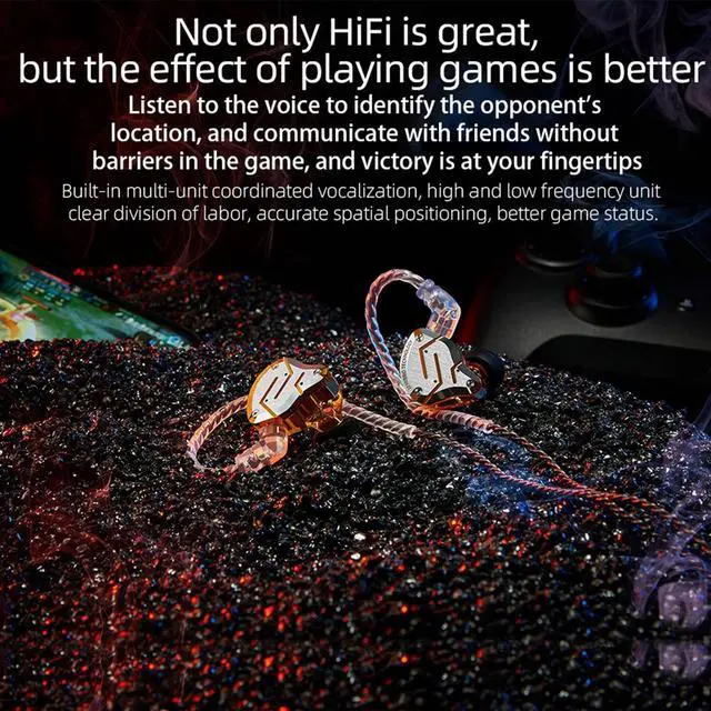 Alt view image 5 of 5 - KZ ZS10 Pro IEM Headphone, KZ in Ear Monitor Wired Earbuds 4BA+1DD 5 Drivers Metal in Ear Earphones with Stainless Steel Faceplate, 2Pin Detachable Cable for Musician Singer (Matte Black, Without Mic)