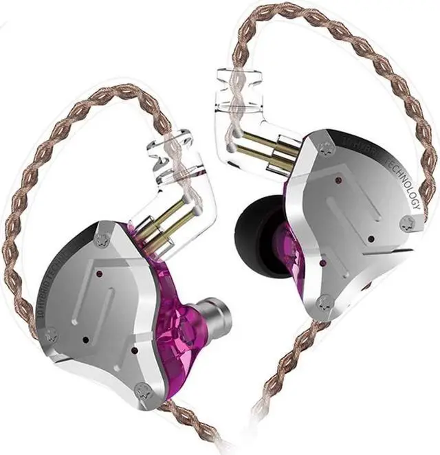 Main image of KZ ZS10 Pro IEM Earphones Wired Noise Cancelling Earbuds, 4BA+1DD 5 Driver in-Ear HiFi Metal Earphones with Stainless Steel Faceplate, 2 Pin Detachable Cable (Purple, Without Mic)