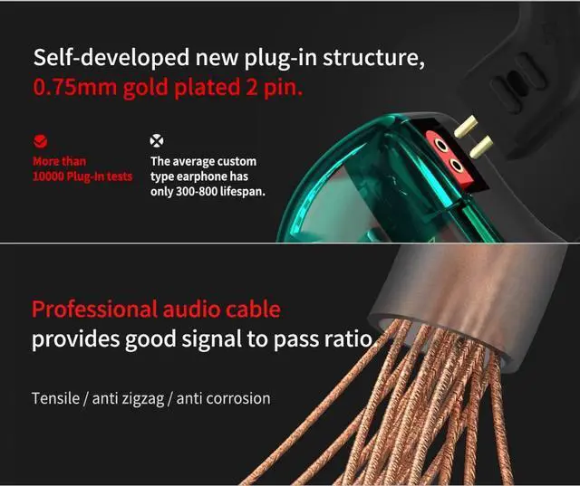 Alt view image 5 of 5 - KZ AS10 in-Ear Monitors Headphone Earbuds 5 Balanced Armature Driver, Noise Cancelling Headphones Wired IEMs Earphones with 2 Pin Detachable Cable for Musician Drummer Church (AS10 Black, without Mic)