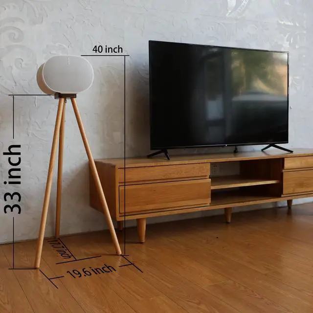 Alt view image 2 of 5 - HOOKMEMO Black Walnut Wood Stand Compatible with Sonos Era 300 can be Raised Era 300 Speaker to 40.1 inches, (Walnut+Beech+33inch high+Cable Channel)