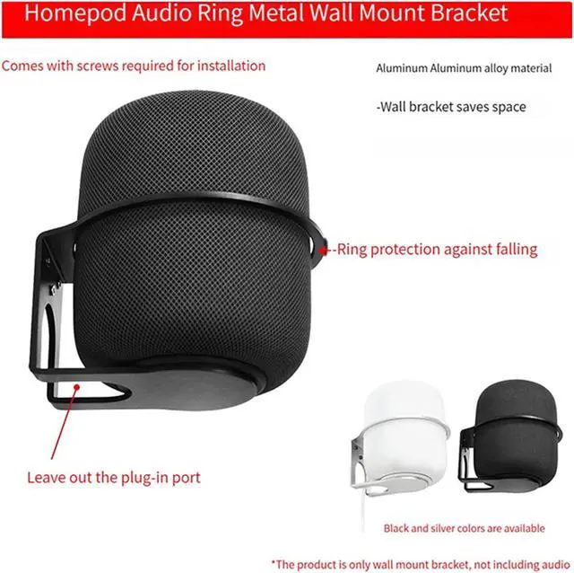 Alt view image 3 of 5 - HUAYUWA Speaker Wall Mount Bracket Intelligent Audio Mount Stand Holder Compatible with HomePod2 Smart Speaker Black