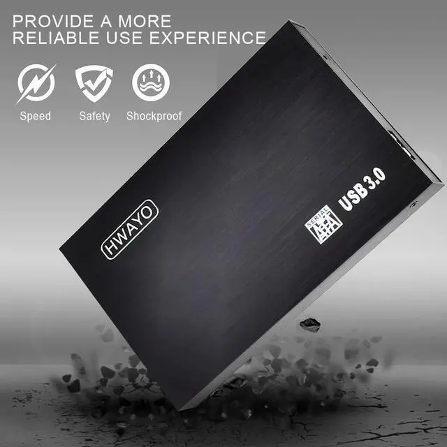 Alt view image 4 of 5 - HWAYO 2.5'' 750GB Ultra Slim Portable External Hard Drive USB3.0 HDD Storage for PC/Desktop/Laptop/MacBook/Chromebook/Xbox One (Black)