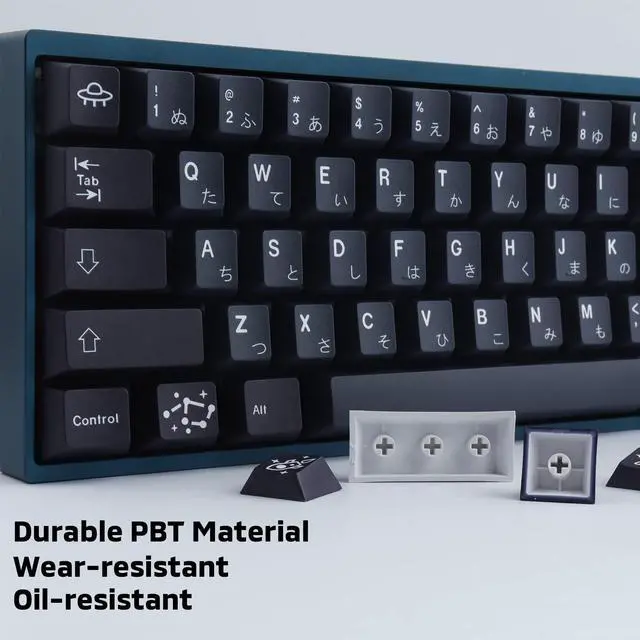 Alt view image 3 of 5 - Hyekit Custom Keycaps - PBT Keycap, Cherry Profile, Dye Sub, Japanese Keycaps, 6.25u, 7u, 161 Key Set, for Mechanical Keyboard, US and UK Layouts (Galaxy)