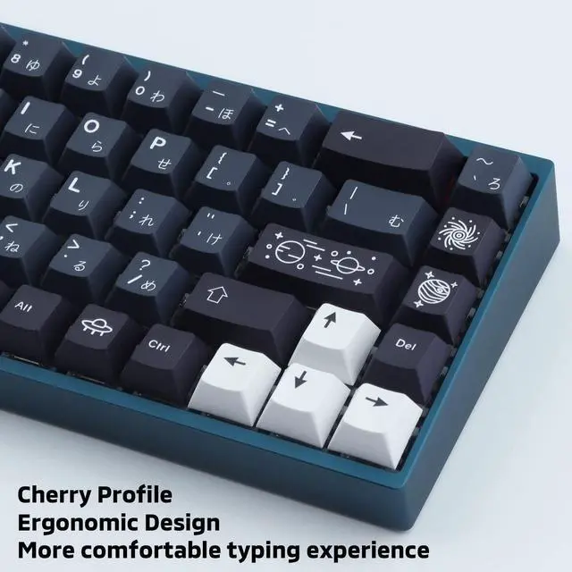 Alt view image 4 of 5 - Hyekit Custom Keycaps - PBT Keycap, Cherry Profile, Dye Sub, Japanese Keycaps, 6.25u, 7u, 161 Key Set, for Mechanical Keyboard, US and UK Layouts (Galaxy)