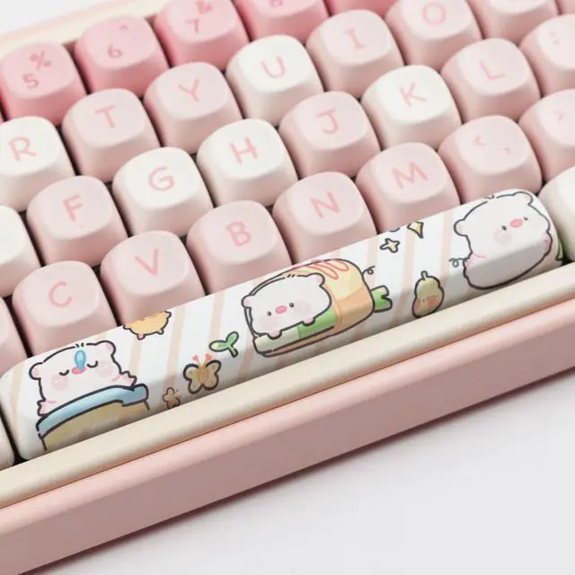 Alt view image 4 of 5 - Hyekit PBT Keycaps - 145 Keys MOA Profile Pink Pig Keycaps, Dye-Sublimation Cute Keycap Set for Cherry Gateron MX Magnetic Switches Mechanical Keyboard